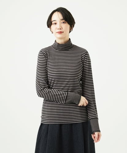 NGKAF41180  [洗える・日本製]ラグウォームボーダーカットソー