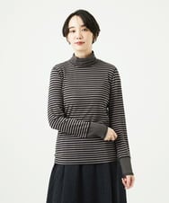 NGKAF41180 GIANNI LO GIUDICE(ジャンニ ロ ジュディチェ) [洗える・日本製]ラグウォームボーダーカットソー ダークグレー