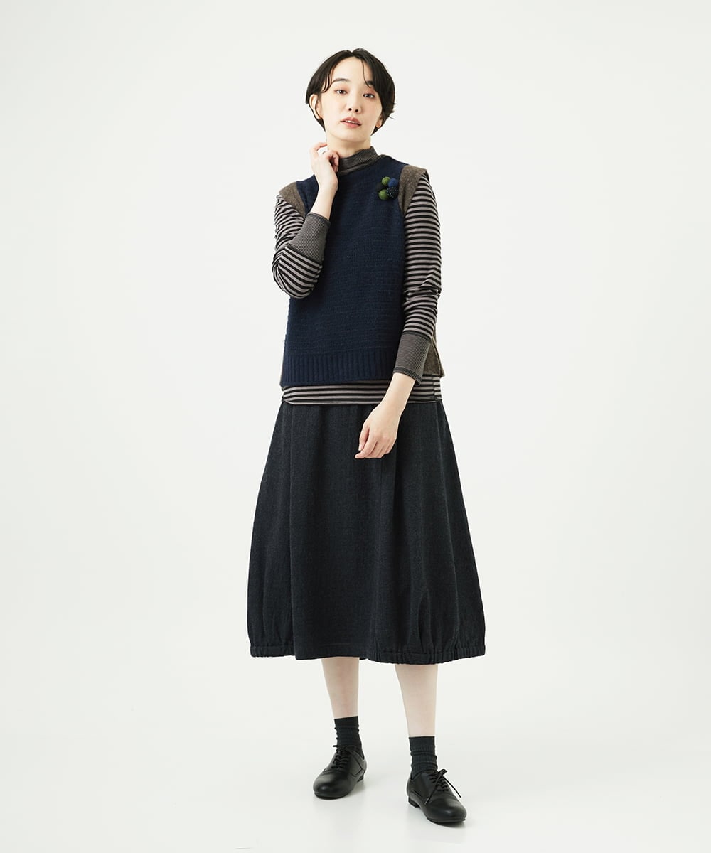 NGKAF41180 GIANNI LO GIUDICE(ジャンニ ロ ジュディチェ) [洗える・日本製]ラグウォームボーダーカットソー ダークグレー