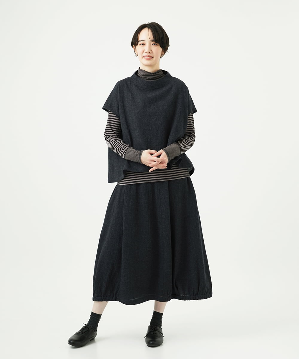 NGKAF41180 GIANNI LO GIUDICE(ジャンニ ロ ジュディチェ) [洗える・日本製]ラグウォームボーダーカットソー ダークグレー