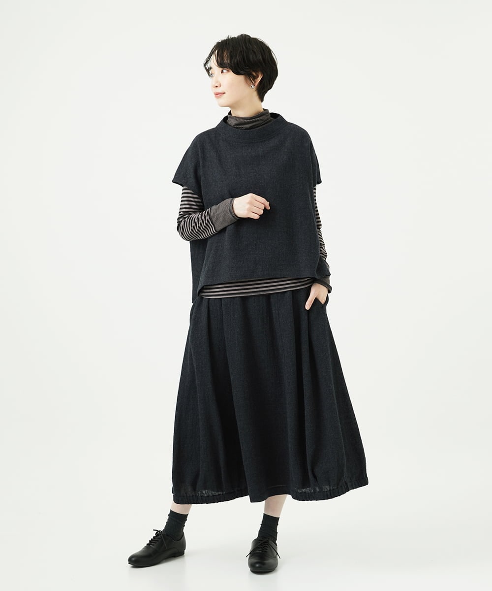 NGKAF41180 GIANNI LO GIUDICE(ジャンニ ロ ジュディチェ) [洗える・日本製]ラグウォームボーダーカットソー ダークグレー