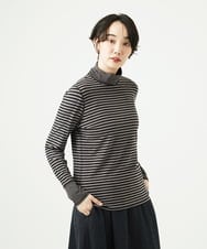 NGKAF41180 GIANNI LO GIUDICE(ジャンニ ロ ジュディチェ) [洗える・日本製]ラグウォームボーダーカットソー ダークグレー