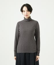 NGKAF41180 GIANNI LO GIUDICE(ジャンニ ロ ジュディチェ) [洗える・日本製]ラグウォームボーダーカットソー ダークグレー