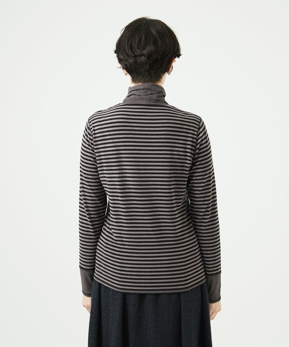 NGKAF41180 GIANNI LO GIUDICE(ジャンニ ロ ジュディチェ) [洗える・日本製]ラグウォームボーダーカットソー ダークグレー