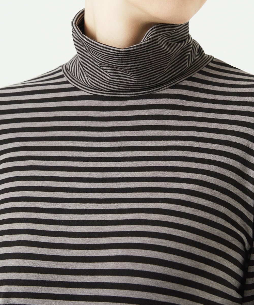 NGKAF41180 GIANNI LO GIUDICE(ジャンニ ロ ジュディチェ) [洗える・日本製]ラグウォームボーダーカットソー ダークグレー