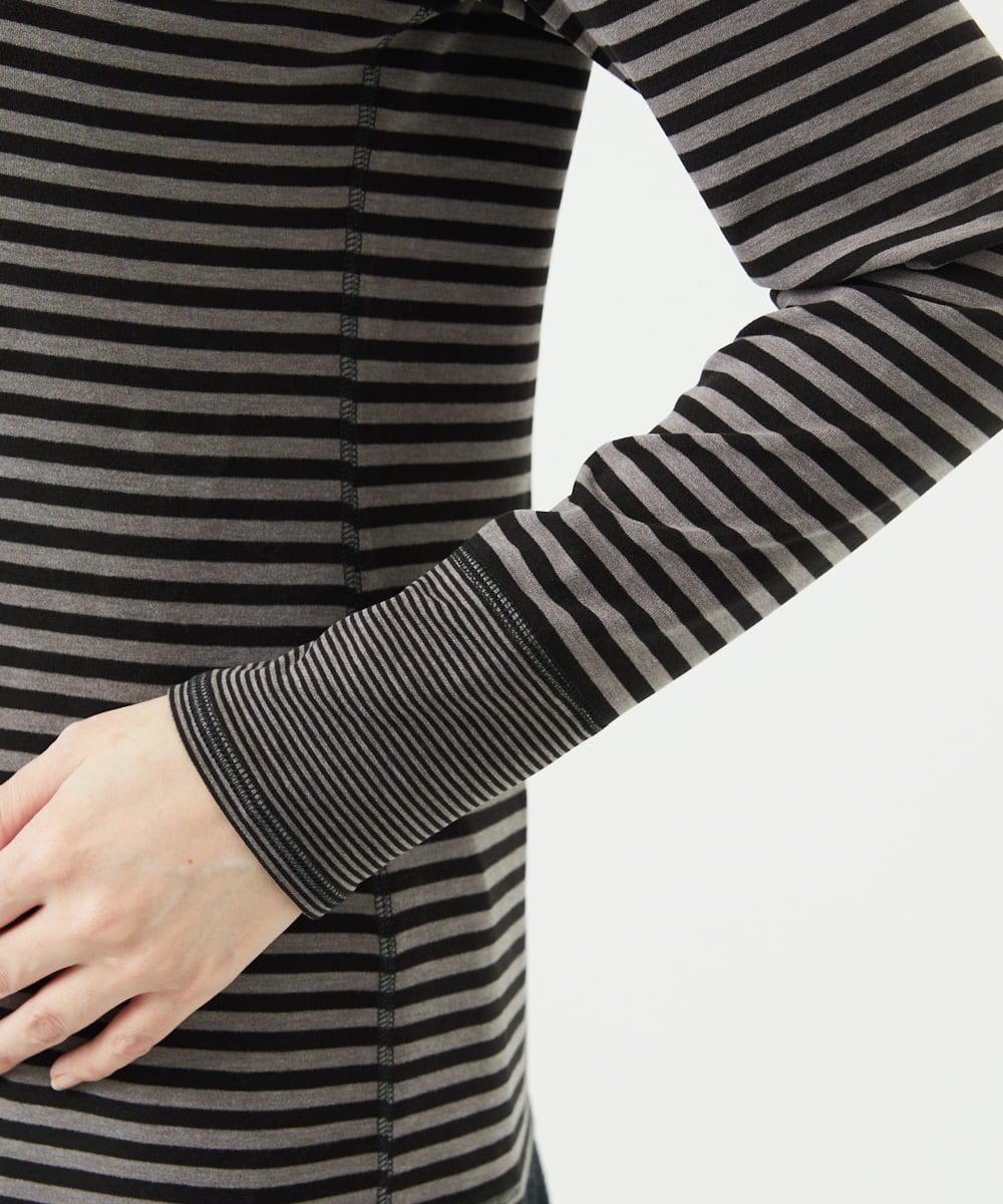 NGKAF41180 GIANNI LO GIUDICE(ジャンニ ロ ジュディチェ) [洗える・日本製]ラグウォームボーダーカットソー ダークグレー