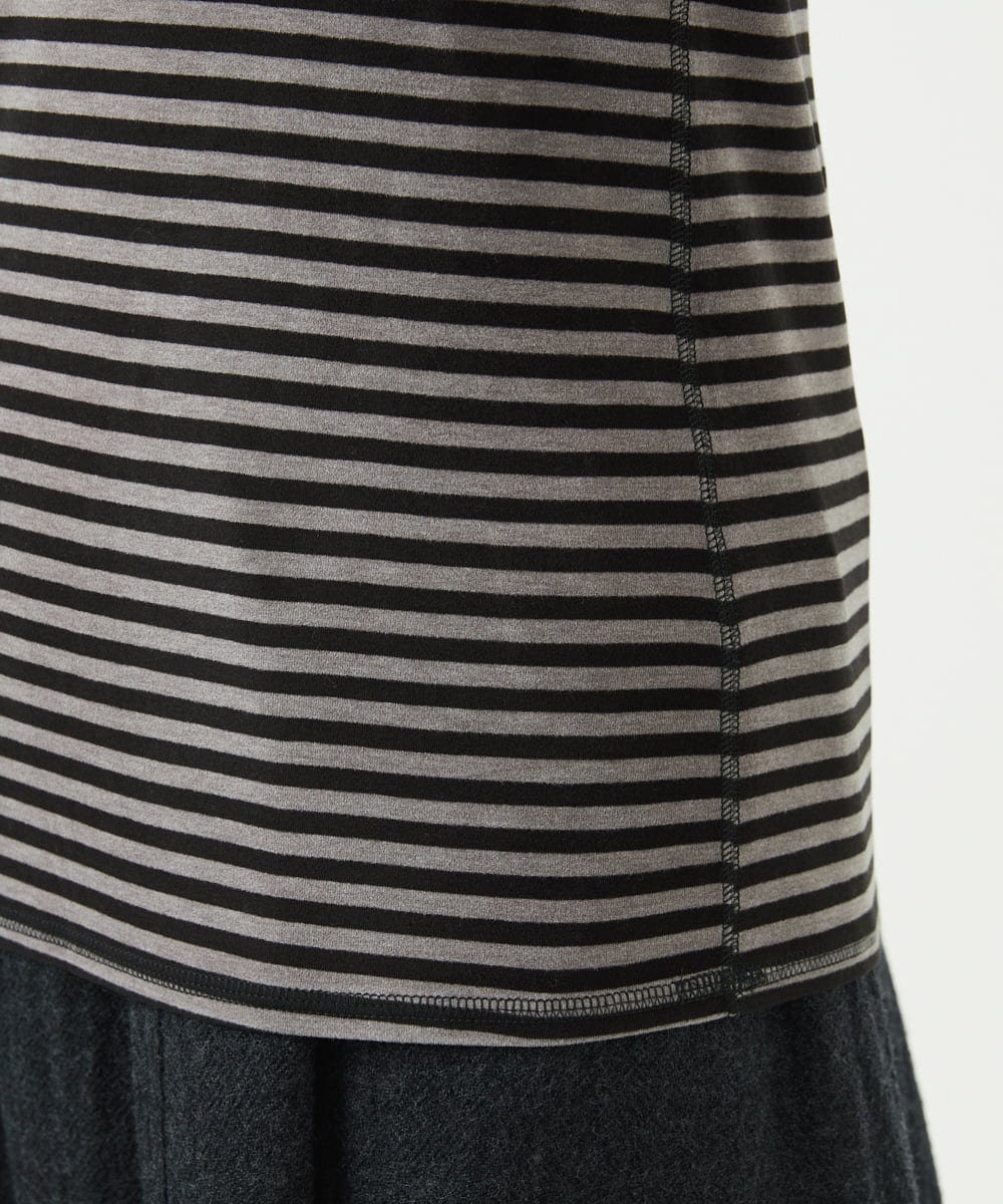 NGKAF41180 GIANNI LO GIUDICE(ジャンニ ロ ジュディチェ) [洗える・日本製]ラグウォームボーダーカットソー ダークグレー