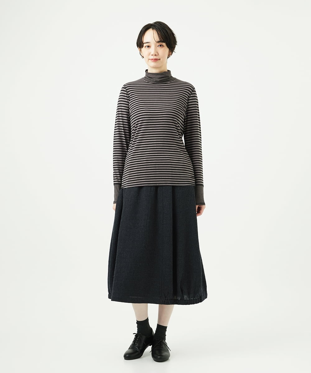 NGKAF41180 GIANNI LO GIUDICE(ジャンニ ロ ジュディチェ) [洗える・日本製]ラグウォームボーダーカットソー ダークグレー