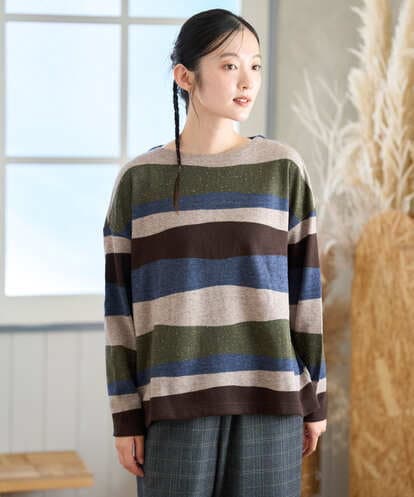 NGKAH51290 GIANNI LO GIUDICE [日本製]ネップパネルボーダーニット