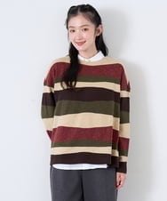 NGKAH51290 GIANNI LO GIUDICE(ジャンニ ロ ジュディチェ) [日本製]ネップパネルボーダーニット ボルドー