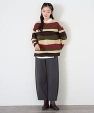 NGKAH51290 GIANNI LO GIUDICE(ジャンニ ロ ジュディチェ) [日本製]ネップパネルボーダーニット ボルドー
