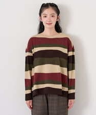 NGKAH51290 GIANNI LO GIUDICE(ジャンニ ロ ジュディチェ) [日本製]ネップパネルボーダーニット ボルドー