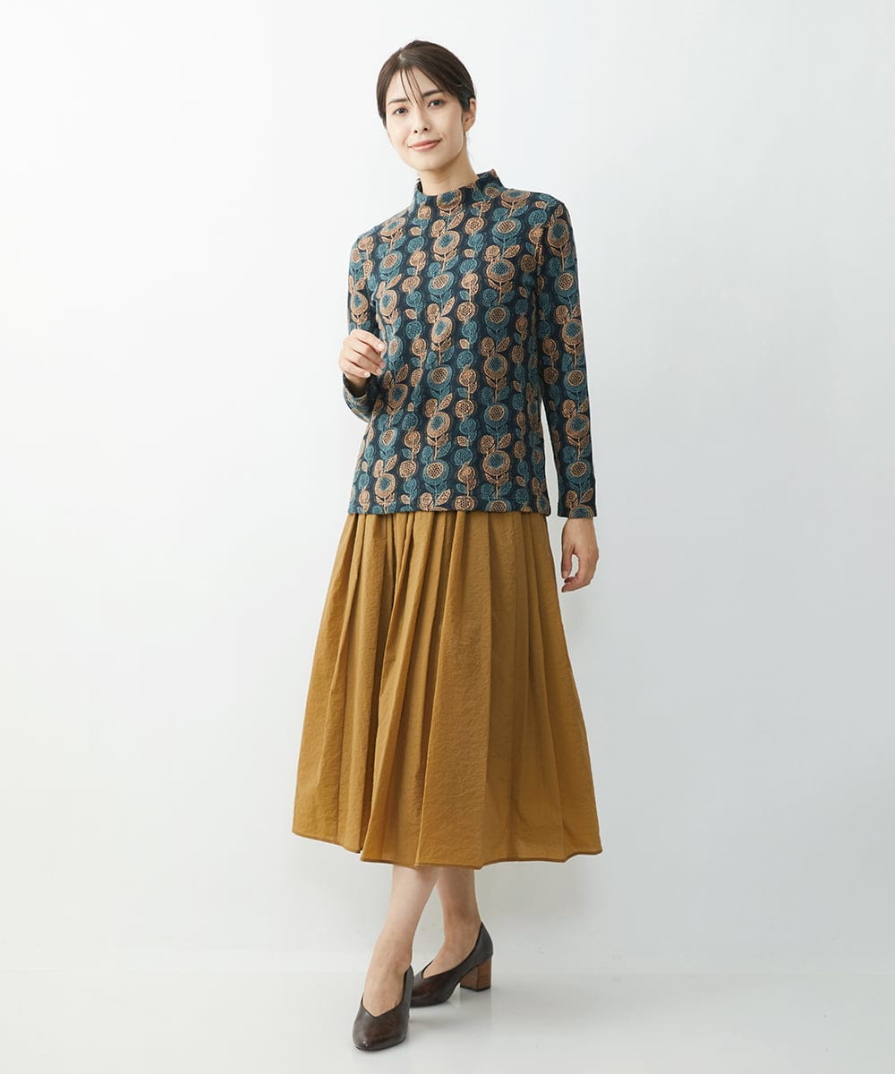 洗える 日本製 フラワーカットジャガードスタンドカラーカットソー カットソー Tシャツ Gianni Lo Giudice ジャンニ ロ ジュディチェ イトキンオンラインストア