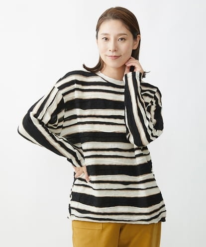 NGKAW11290 GIANNI LO GIUDICE [日本製]ウールボーダージャガードカットソー