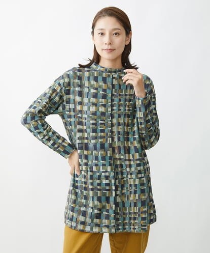 NGKAW14230 GIANNI LO GIUDICE [洗える・日本製]幾何ブロック天竺プリントカットソー