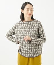 NGKCA04230 GIANNI LO GIUDICE(ジャンニ ロ ジュディチェ) [洗える・リバーシブル]千鳥プリントカットソー ベージュ