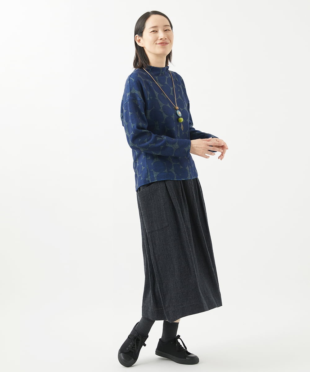 NGKCA10230 GIANNI LO GIUDICE(ジャンニ ロ ジュディチェ) [洗える・日本製]デニムドットプリントカットソー ネイビー