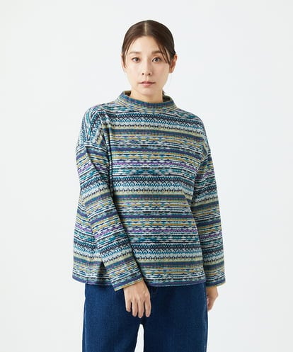 NGKCE50180 GIANNI LO GIUDICE [洗える・日本製]編地柄プリントカットソー