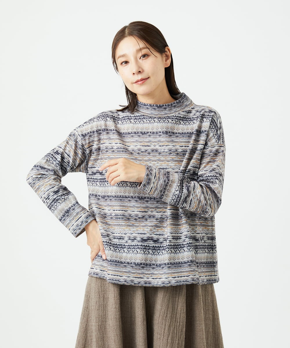 NGKCE50180 GIANNI LO GIUDICE [洗える・日本製]編地柄プリントカットソー