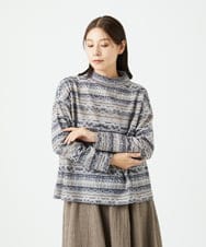 NGKCE50180 GIANNI LO GIUDICE(ジャンニ ロ ジュディチェ) [洗える・日本製]編地柄プリントカットソー ベージュ