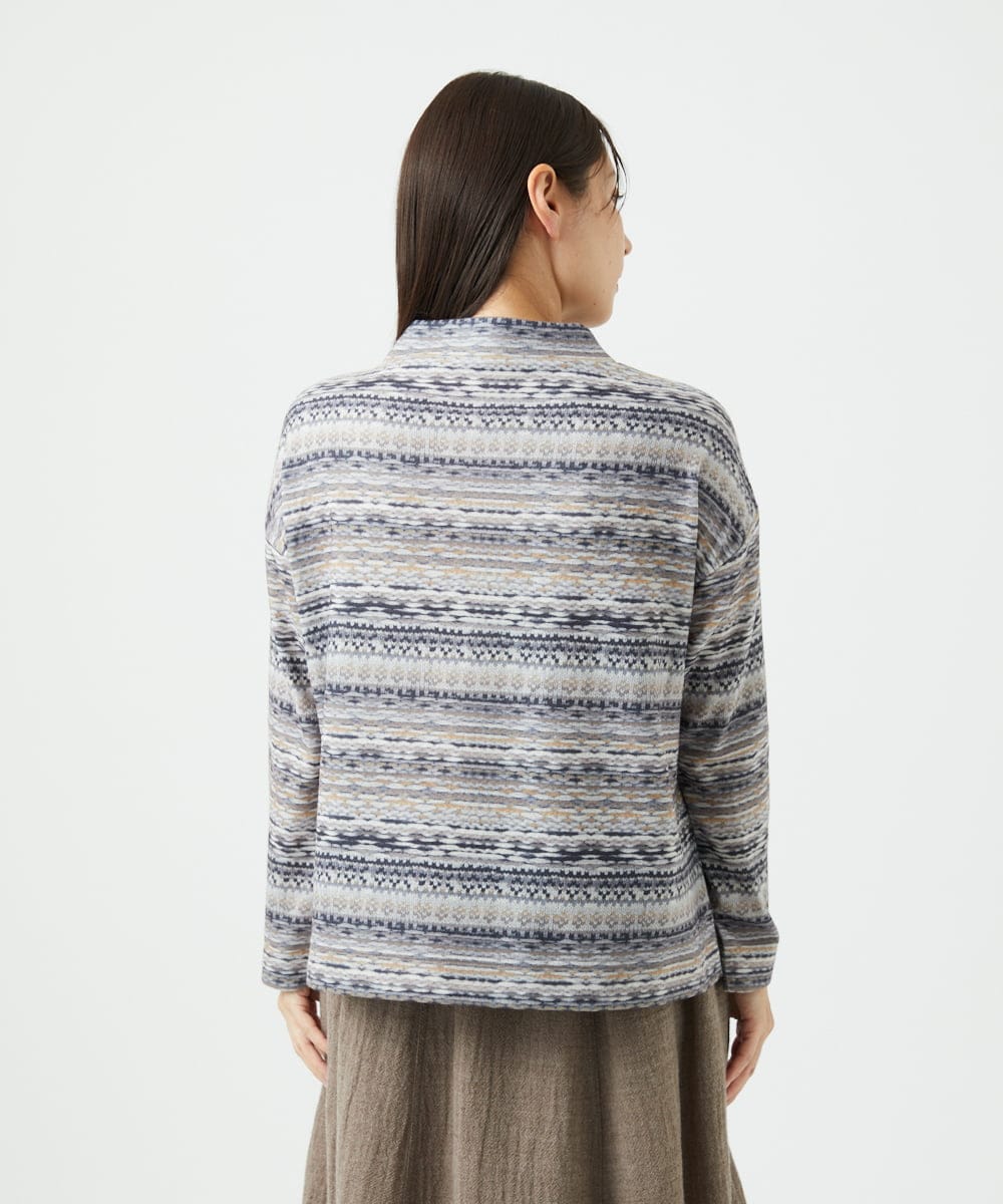 NGKCE50180 GIANNI LO GIUDICE(ジャンニ ロ ジュディチェ) [洗える・日本製]編地柄プリントカットソー ベージュ