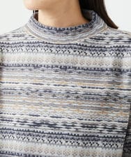 NGKCE50180 GIANNI LO GIUDICE(ジャンニ ロ ジュディチェ) [洗える・日本製]編地柄プリントカットソー ベージュ