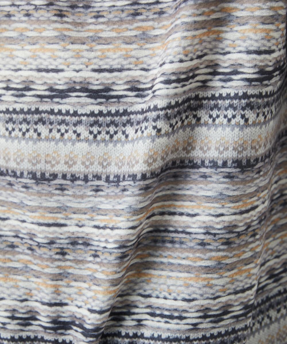 NGKCE50180 GIANNI LO GIUDICE(ジャンニ ロ ジュディチェ) [洗える・日本製]編地柄プリントカットソー ベージュ