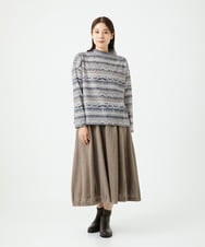 NGKCE50180 GIANNI LO GIUDICE(ジャンニ ロ ジュディチェ) [洗える・日本製]編地柄プリントカットソー ベージュ