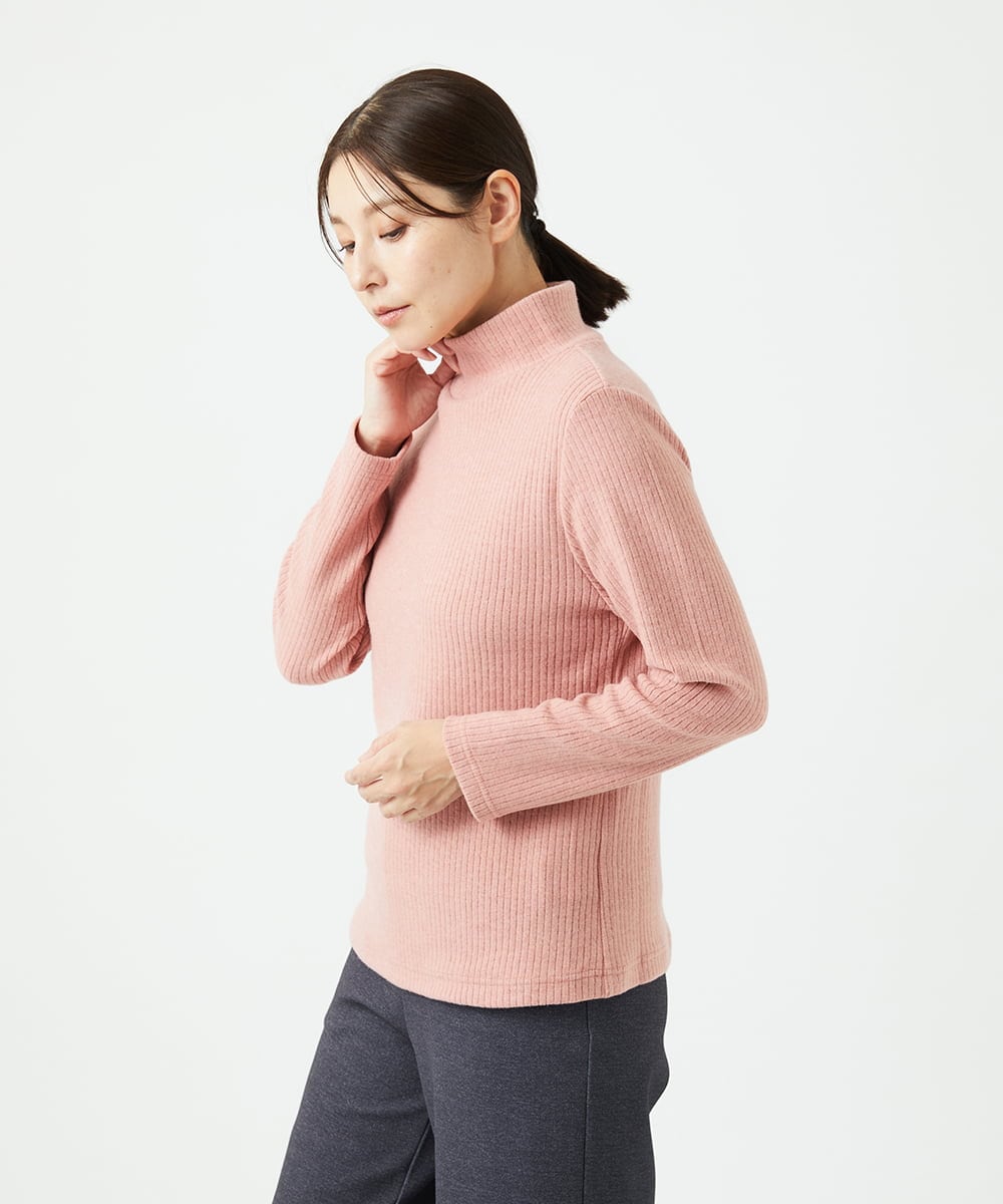 NGKCE52130 GIANNI LO GIUDICE(ジャンニ ロ ジュディチェ) [洗える・日本製]インターアクションウォームリブカットソー ピンク