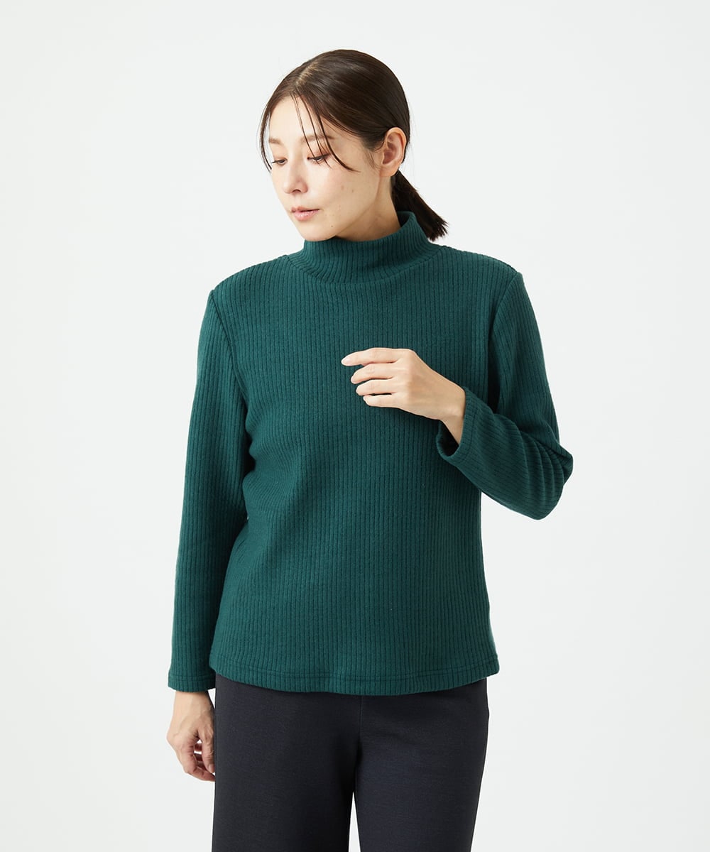 NGKCE52130 GIANNI LO GIUDICE(ジャンニ ロ ジュディチェ) [洗える・日本製]インターアクションウォームリブカットソー グリーン