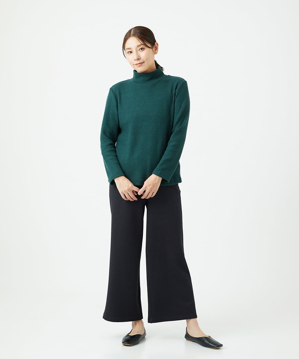 NGKCE52130 GIANNI LO GIUDICE(ジャンニ ロ ジュディチェ) [洗える・日本製]インターアクションウォームリブカットソー グリーン