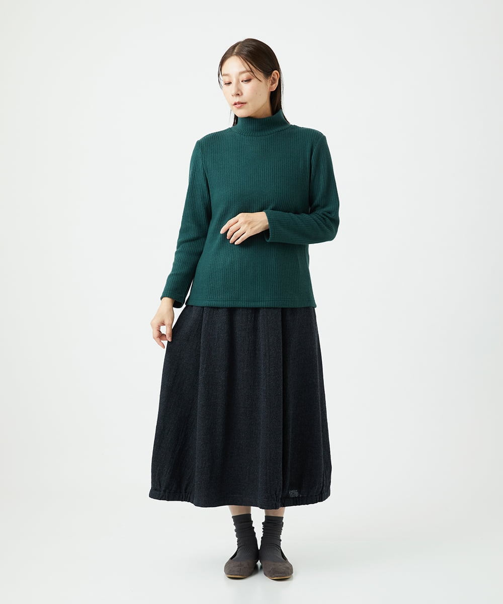 NGKCE52130 GIANNI LO GIUDICE(ジャンニ ロ ジュディチェ) [洗える・日本製]インターアクションウォームリブカットソー グリーン