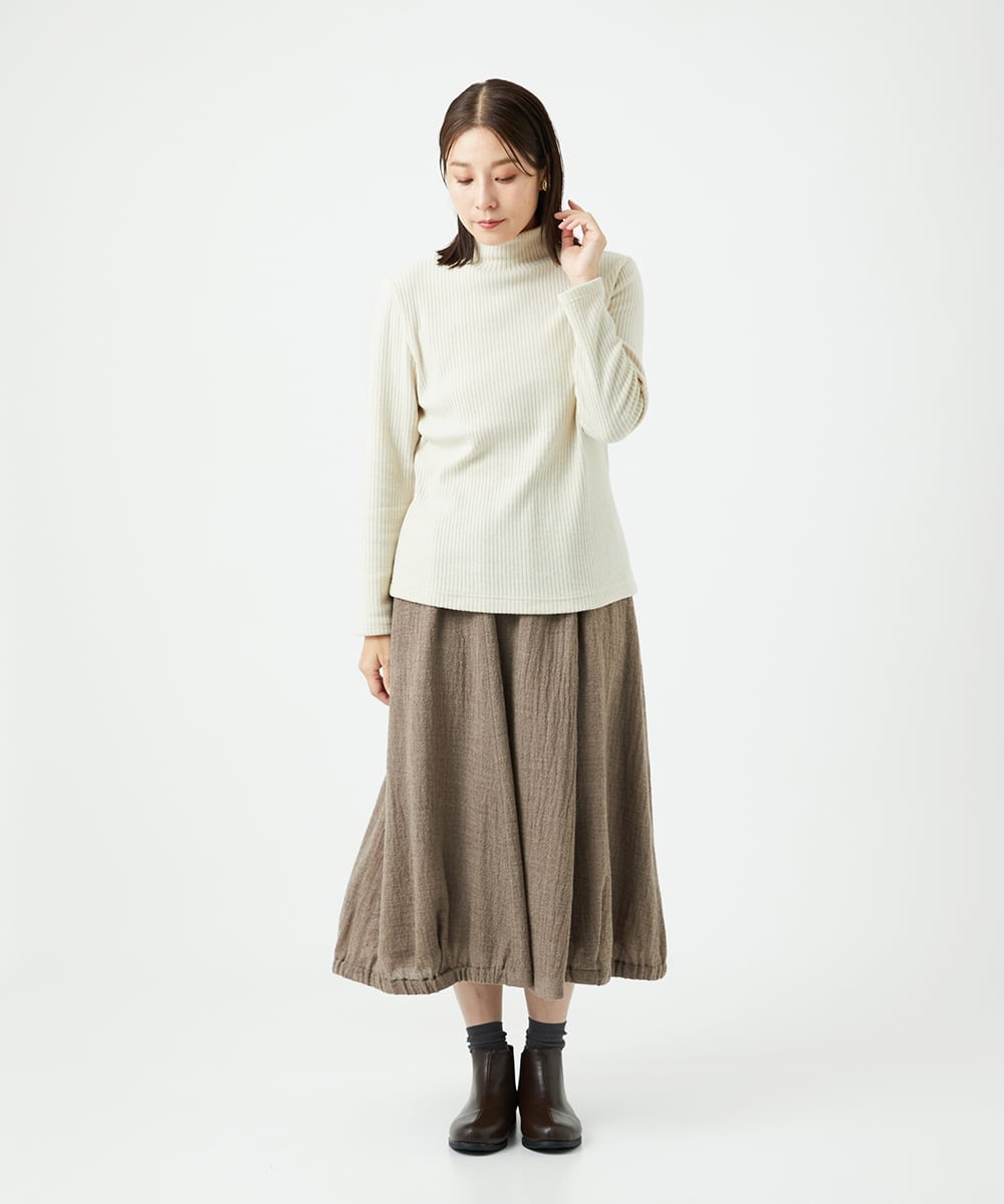 NGKCE52130 GIANNI LO GIUDICE(ジャンニ ロ ジュディチェ) [洗える・日本製]インターアクションウォームリブカットソー ベージュ