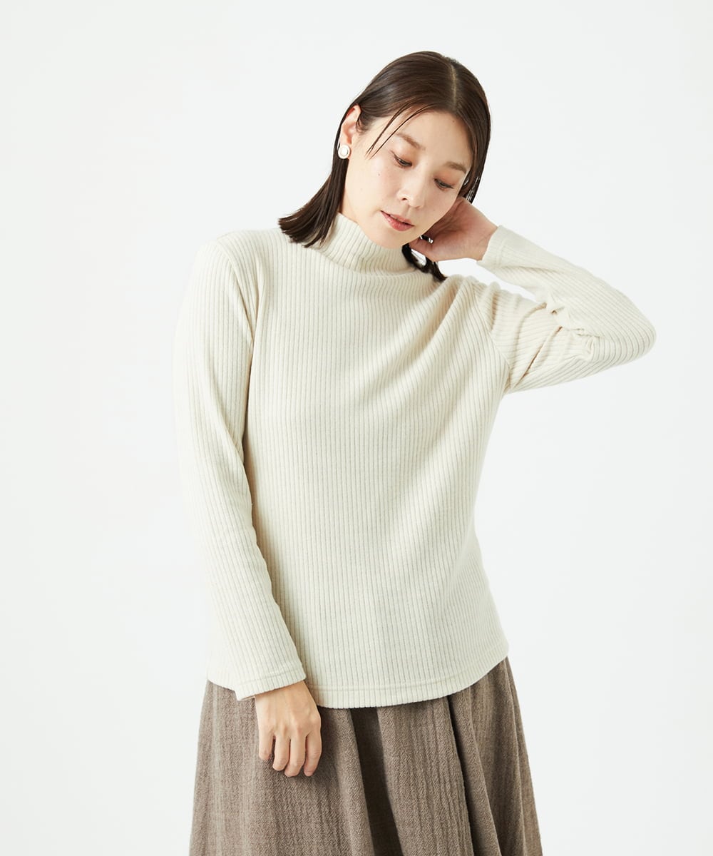 NGKCE52130 GIANNI LO GIUDICE(ジャンニ ロ ジュディチェ) [洗える・日本製]インターアクションウォームリブカットソー ベージュ