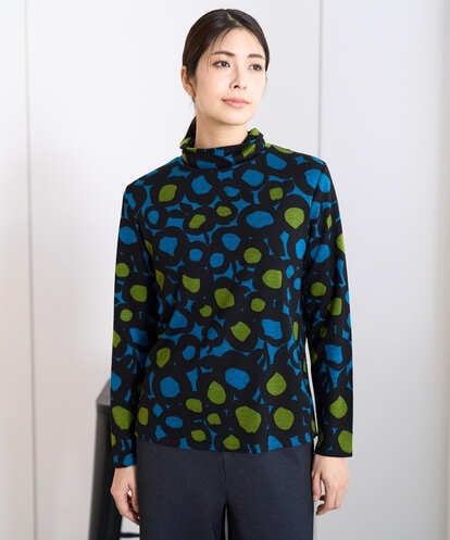 NGKCF51230  [洗える・日本製]テンセルリバードットプリントカットソー