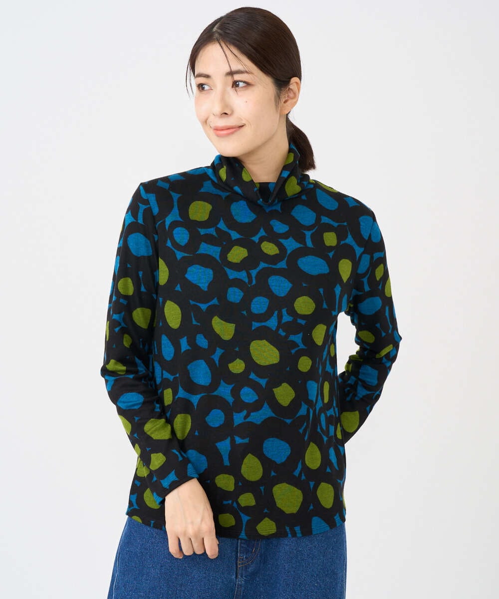 NGKCF51230 GIANNI LO GIUDICE(ジャンニ ロ ジュディチェ) [洗える・日本製]テンセルリバードットプリントカットソー ブルー