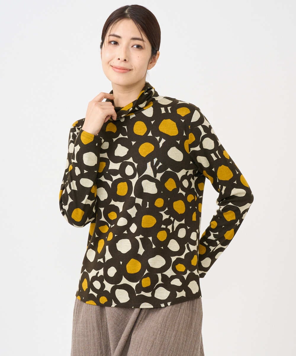 NGKCF51230 GIANNI LO GIUDICE(ジャンニ ロ ジュディチェ) [洗える・日本製]テンセルリバードットプリントカットソー ベージュ