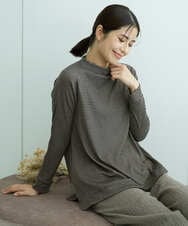 NGKCF63180 GIANNI LO GIUDICE(ジャンニ ロ ジュディチェ) [洗える・日本製]リヨセルミラノハーフボーダーカットソー ベージュ