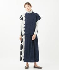 NGKEA30270 GIANNI LO GIUDICE(ジャンニ ロ ジュディチェ) [洗える・日本製]ウール混ドットジャガードカットソー ネイビー
