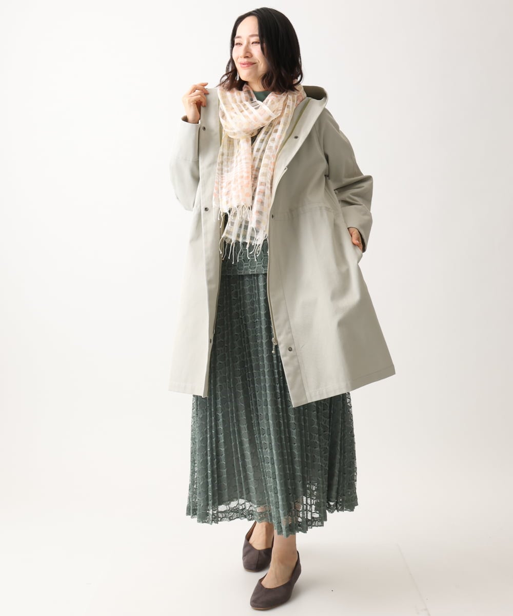 NGKEB40190 GIANNI LO GIUDICE(ジャンニ ロ ジュディチェ) [洗える・日本製]66ナイロンチュールクロシェ風レースカットソー グリーン