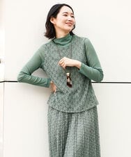 NGKEB40190 GIANNI LO GIUDICE(ジャンニ ロ ジュディチェ) [洗える・日本製]66ナイロンチュールクロシェ風レースカットソー グリーン