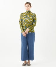 NGKEC21170 GIANNI LO GIUDICE(ジャンニ ロ ジュディチェ) [洗える・日本製]ウールガーゼ天竺ソフィアプリントカットソー マスタード×ブルー