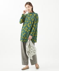 NGKEC22210 GIANNI LO GIUDICE(ジャンニ ロ ジュディチェ) [洗える・日本製]ウールガーゼ天竺チョコパイカットソー マスタード×グリーン
