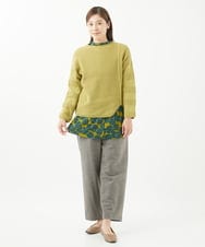 NGKEC22210 GIANNI LO GIUDICE(ジャンニ ロ ジュディチェ) [洗える・日本製]ウールガーゼ天竺チョコパイカットソー マスタード×グリーン