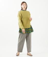 NGKEC22210 GIANNI LO GIUDICE(ジャンニ ロ ジュディチェ) [洗える・日本製]ウールガーゼ天竺チョコパイカットソー マスタード×グリーン