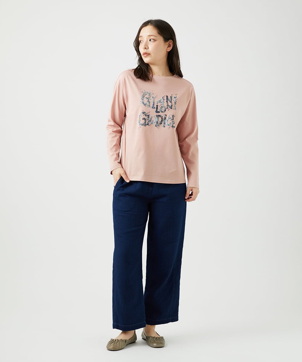 NGKED10200 GIANNI LO GIUDICE(ジャンニ ロ ジュディチェ) [洗える・日本製]ハイゲージ天竺ロゴカットソー ピンク