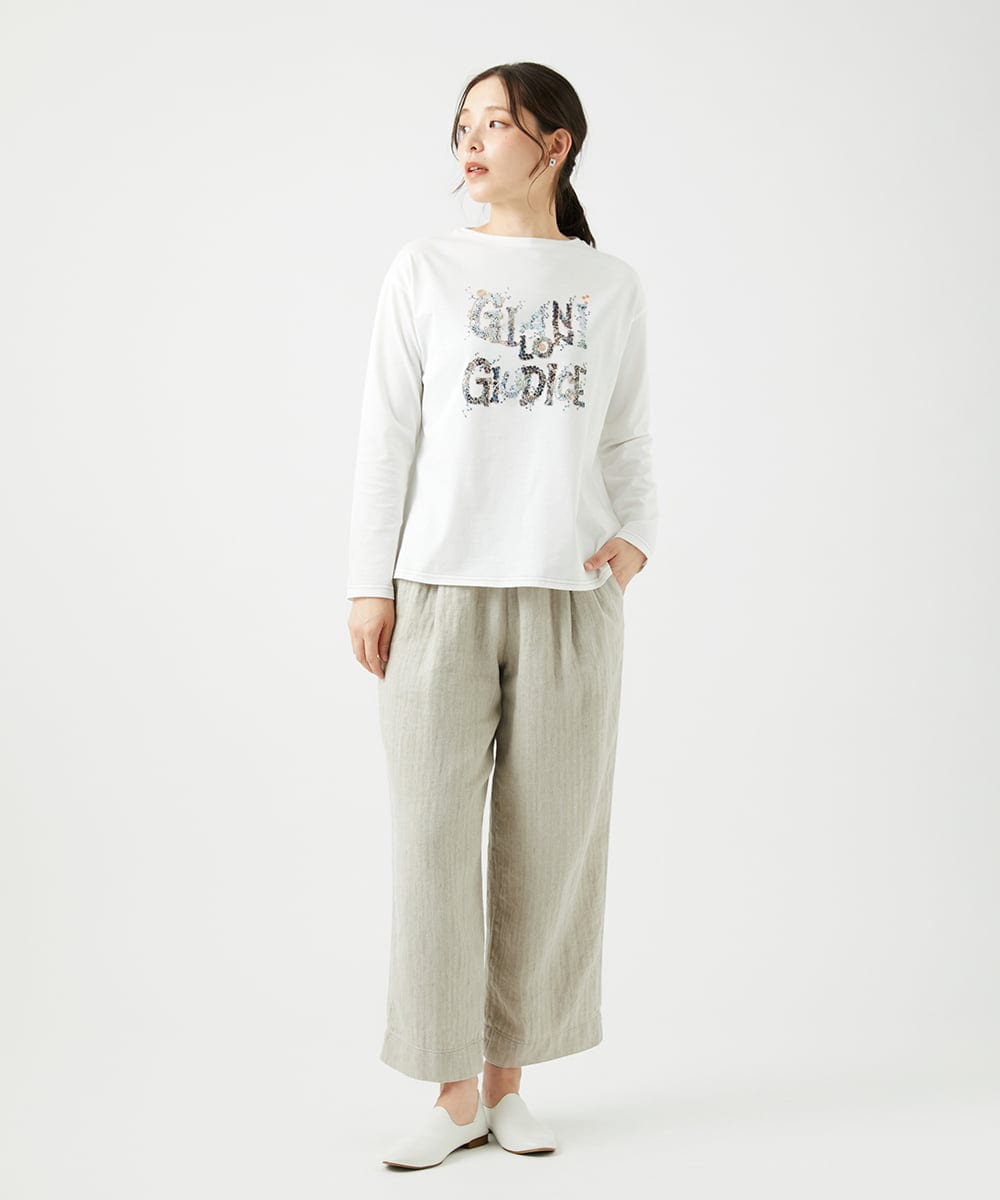 NGKED10200 GIANNI LO GIUDICE(ジャンニ ロ ジュディチェ) [洗える・日本製]ハイゲージ天竺ロゴカットソー ホワイト