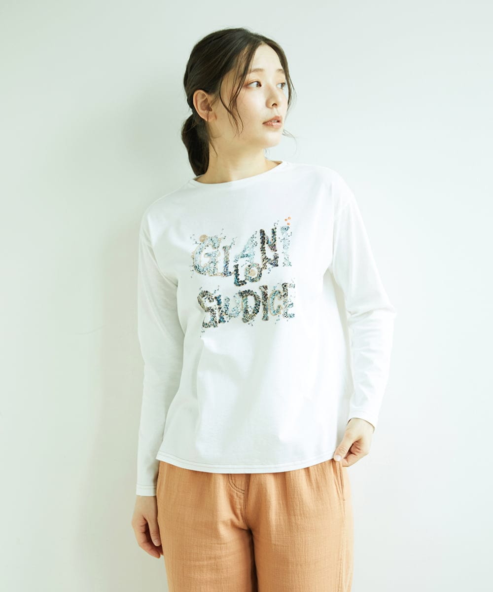 NGKED10200 GIANNI LO GIUDICE [洗える・日本製]ハイゲージ天竺ロゴカットソー