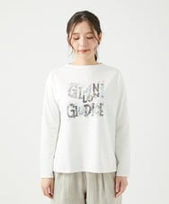 NGKED10200 GIANNI LO GIUDICE(ジャンニ ロ ジュディチェ) [洗える・日本製]ハイゲージ天竺ロゴカットソー ホワイト