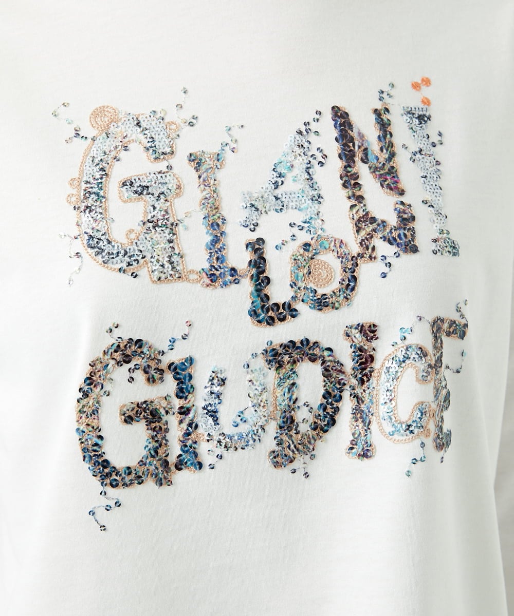 NGKED10200 GIANNI LO GIUDICE(ジャンニ ロ ジュディチェ) [洗える・日本製]ハイゲージ天竺ロゴカットソー ホワイト